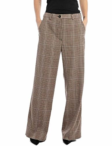 Replay Damskie spodnie Straight Fit, 010 Beżowy/Avio/Red/Black, 26W