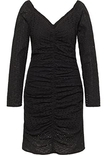 faina Damska sukienka z haftem z dziurkami, czarna, XL, Schwarz, XL