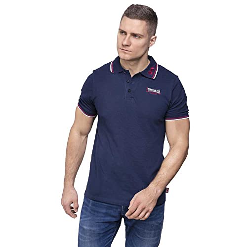 Lonsdale Męska koszulka polo Lion Slim Fit, niebieski (Bleu/Rouge/Blanc), 3XL