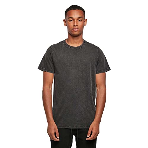 Build Your Brand Męski T-shirt z bawełny z okrągłym dekoltem i okrągłym dekoltem, dostępny w trzech rozmiarach XS-5XL, czarny, M