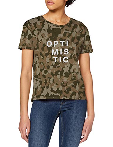Camel Active Womenswear T-Shirt Damski, Beżowy-Oliwkowy Aop 80, Xl
