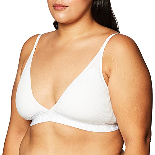 DKNY Damski bezszwowy biustonosz typu Litewear Rib Bralette, Popelina biała, XL