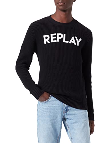 Replay Sweter męski, 098 BLACK, XL