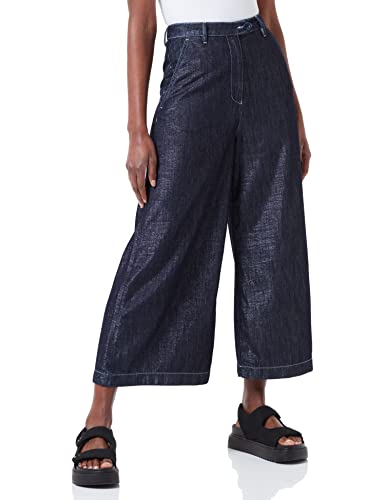 Moschino Damskie spodnie Blend Lurex Chambray z logo Casual, niebieski (Dark Blue Denim), 42 PL