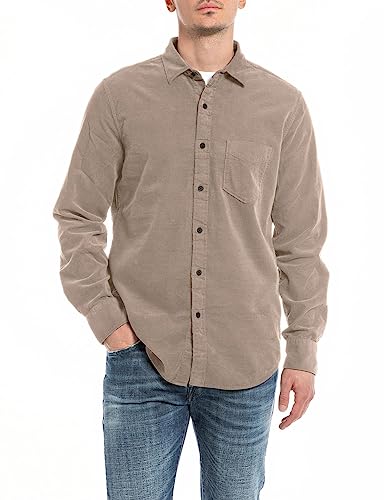 Replay Koszula męska regular fit, 326 Dark Sand, XL