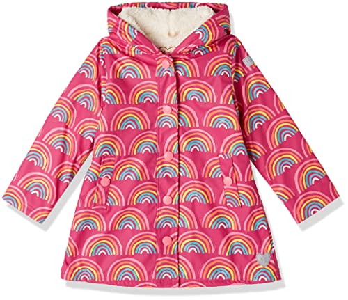 Hatley Lined Splash Jacket Kurtka antyrozpryskowa z podszewką Sherpa Girl, Rainy Rainbows, 3 lat