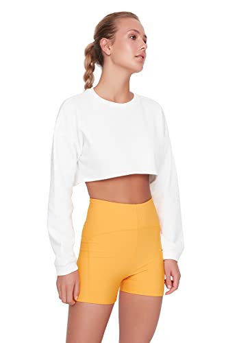 Trendyol Damska odzież sportowa z wysokim stanem skinny fit kurtki motocyklowe legginsy sportowe, Morela, Small