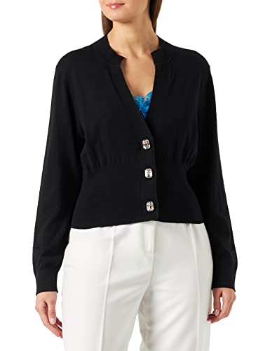 Pinko Damski kardigan MAGNESIO Comfort Mgła Henley, Z99_Nero Limousine, S, Z99_nero limuzyna, S