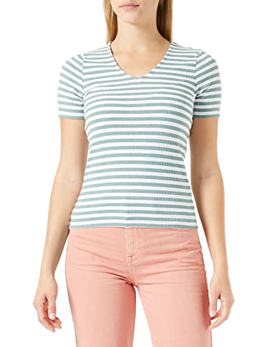 Bestseller A/S Jdyfransiska S/S Stripe Top JRS Noos koszulka damska, Chinois Green/Stripes:Cloud Dancer, L