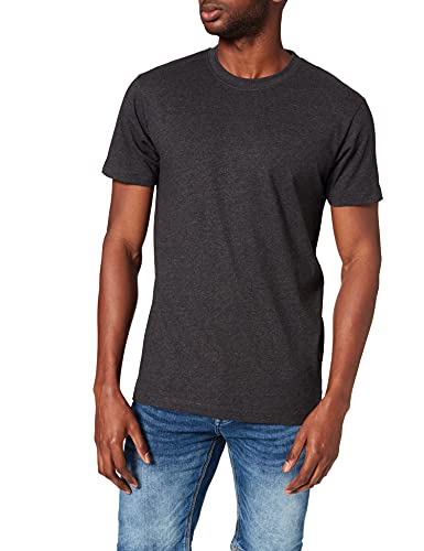 Build your Brand Męski T-shirt z okrągłym dekoltem, basic, męski top z bawełny, z okrągłym dekoltem, dostępny w wielu kolorach, rozmiary XS-5XL, czarny (Charcoal), M