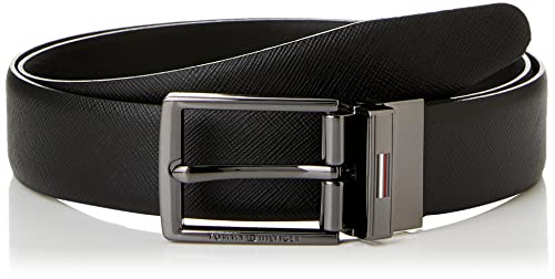 Tommy Hilfiger Męski pasek Business 3,5 REV, czarny/czarny, 90, Czarny/czarny