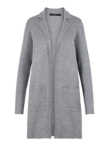 VERO MODA Damski sweter z dzianiny, Medium Grey Melange, L