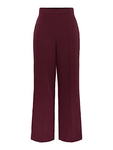 PIECES Damskie spodnie PCBOSSY HW Wide Pants NOOS materiałowe, Grape Wine, S