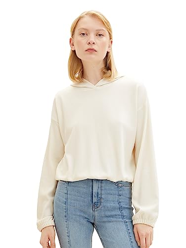 TOM TAILOR Denim Damska bluza z kapturem z długim rękawem, 10348-Gardenia White, XXL