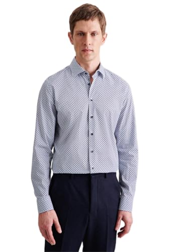 Seidensticker Męska koszula slim fit z długim rękawem, niebieski, 42