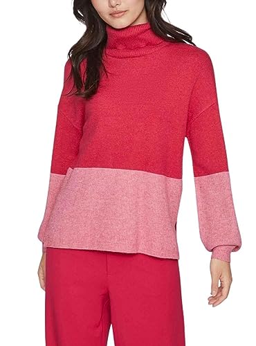 VIRIL Blocking ROLL-NK L/S Knit TOP-NOOS, Love Potion/Szczegóły: Love Potion Light Melange Rib, M