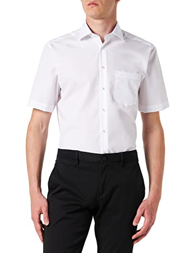 Seidensticker Męska koszula z krótkim rękawem, regularny krój, biała, rozmiar 48, biały, 48