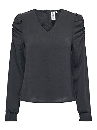 ONLY Women's ONLMETTE LS PUFFSLEEVE TOP WVN koszulka, czarna, M (opakowanie 4 szt.)