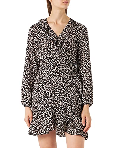 ONLY Damska sukienka ONLCARLY L/S WRAP Short Dress NOOS WVN sukienka, Cloud Dancer/AOP:CAMO Leo, 34