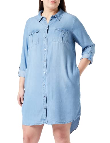 VERO MODA Damska sukienka koszulowa VMSILA LS Short Dress Mix GA Curve NOOS, jasnoniebieski (light blue denim), 44