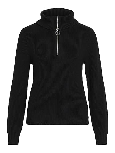 Viril Half Zipper L/S Knit Top - Noos, czarny, S