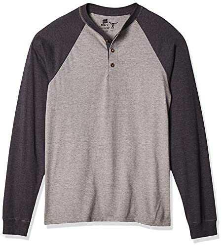 Hanes Męska koszulka z długim rękawem Henleylongsleeve Beefy Henley, Oxford Gray/łupkowy wrzos, M