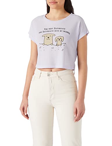 Koton Damska koszulka z krótkim rękawem z nadrukiem, Lilac (350), S