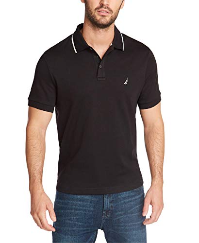 Nautica Męska koszulka polo z krótkim rękawem o klasycznym kroju z podwójnym kołnierzem, True Black, XL
