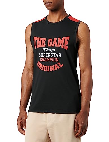 Koton Męski Basic Sport Tank Top College Printed Crew Neck Sleeveless, czarny (999), S