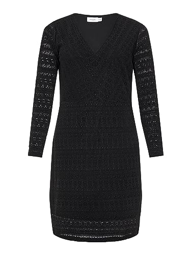 VILA EVOKED BY VILA Damska sukienka VICHIKKA dekolt w serek L/S sukienka/CUR-NOOS z koronki, czarna, 46