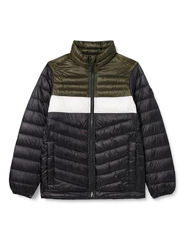 JACK&JONES JUNIOR JJEHERO Puffer Collar JNR kurtka chłopięca, różowy/szczegóły: czarny/biały blok, 140, Rodzynka/szczegóły: czarny/biały, 140