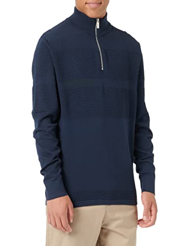 SELECTED HOMME SLHMAINE LS sweter męski z dzianiny z zamkiem błyskawicznym do połowy długości, kolor ciemny szafirowy, rozmiar L, Dark Sapphire, L