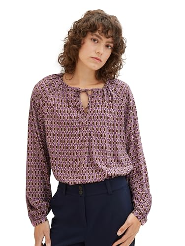 TOM TAILOR Bluzka damska, 33989 - Brązowy nadruk geometryczny, 36