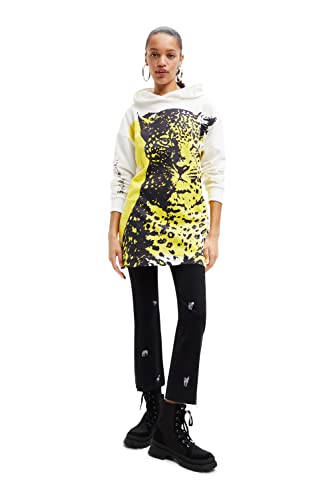 Desigual Damska sukienka Vest_WILD Tiger, 1001 RAW Casual Dress, biała, M