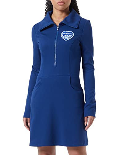 Love Moschino Damska sukienka z długim rękawem z emblematem, z naszywką w kształcie serca, niebieski, 40