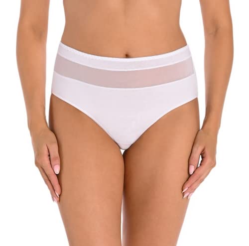 Teyli Damskie figi talii, bawełna, wysoka talia, biały, 4XL duże rozmiary