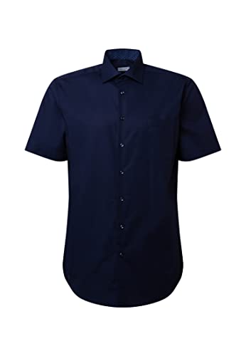Seidensticker Męska koszula z krótkim rękawem, regularny krój, ciemnoniebieska, 40, granatowy, 40