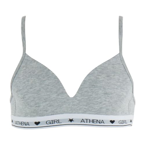 ATHENA - Dziewczęcy biustonosz na fiszbinach Ultra miękki bawełniany biustonosz dla dziewczynki, Szary, 86