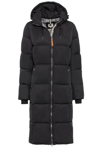 camel active Damski długi płaszcz buforowy, czarny, 46