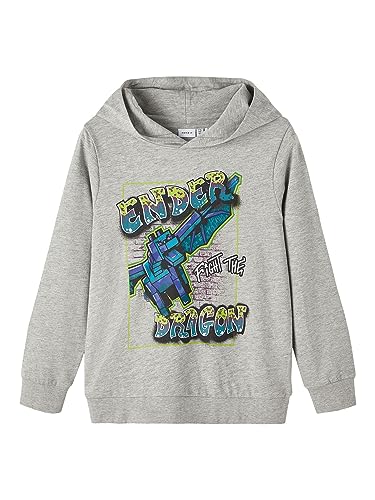 NAME IT Bluza chłopięca Nkmjengo Minecraft Sweat Wh Unb Bfu, szary melanż, 116