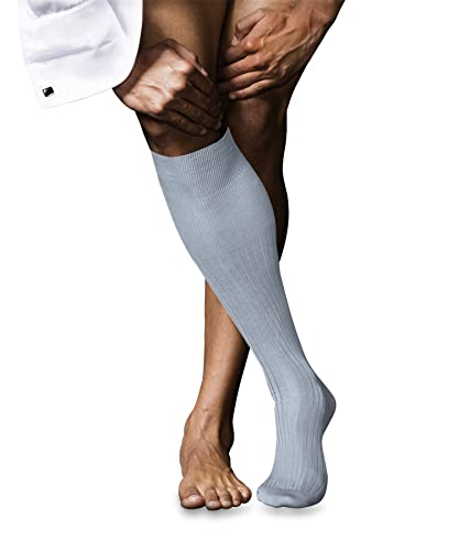FALKE Mężczyźni Podkolanówki No. 10 M KH Czysta Bawełna Fil d'Ecosse długie jednokolorowe 1 Para, Niebieski (Light Blue 6594), 39-40