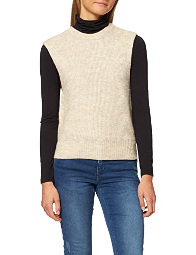 Pieces Damska kamizelka z okrągłym dekoltem Pcellen Dzianinowa Noos Bc pulower sweter, Biała papryka, M