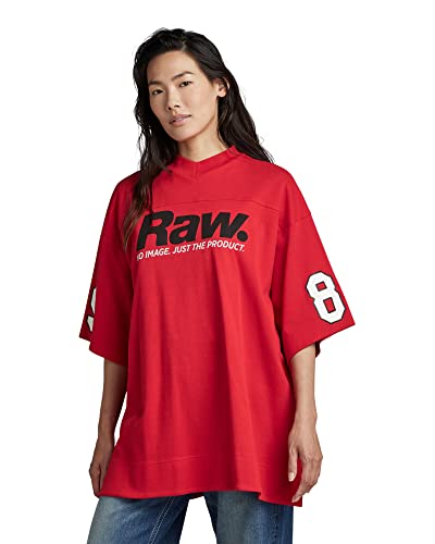 G-STAR RAW Damski top 5XL Raw. Tight Mock V-Neck Top, Czerwony (Acid Red D275-a911), XS
