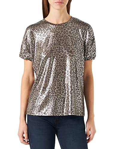 ONLY Damska koszulka Onlelin S/S Shine Ruching Top JRS, Czarny/Aop:silver Leo, XS