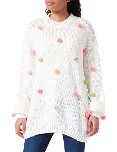 myMo Damski sweter z dzianiny 12419393, Wełna biała wielokolorowa, XL-XXL