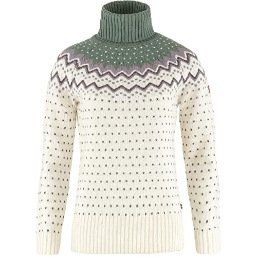 Fjällräven Damski sweter Övik Knit Roller Neck W, Chalk White-Patina Green, XS, Chalk White-Patina Green, XS