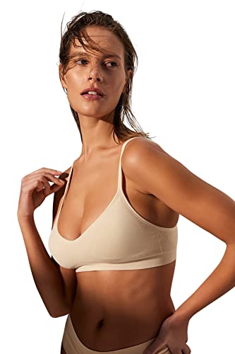 Trendyol Damska bielizna bez fiszbin dzianinowy biustonosz, skóra, XL, Cielisty, XL