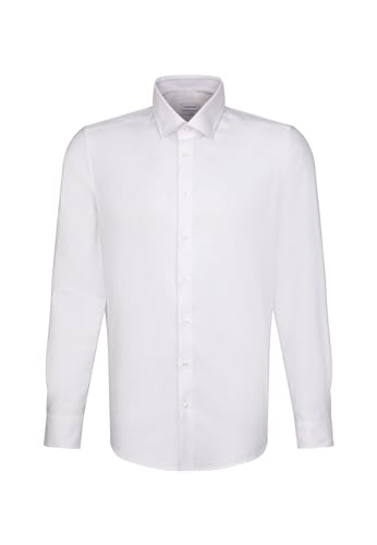 Seidensticker Męska koszula biznesowa - Extra Slim Fit - łatwa do prasowania - kołnierz Kent - długi rękaw - mieszanka bawełny, biały, 44