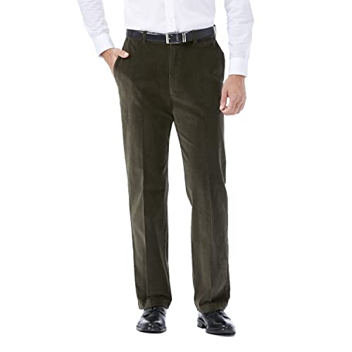 Haggar Spodnie męskie na co dzień, zielony (Wojskowa zieleń), 36W / 34L
