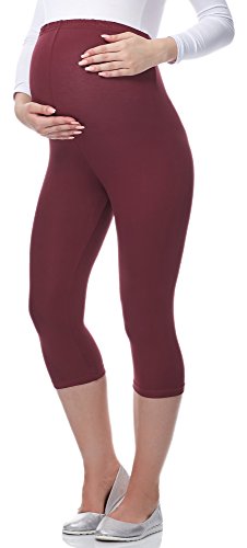 Be Mammy 3/4 Wiskozowe Legginsy Ciążowe BE-03 (Czerwone Wino, 4XL)